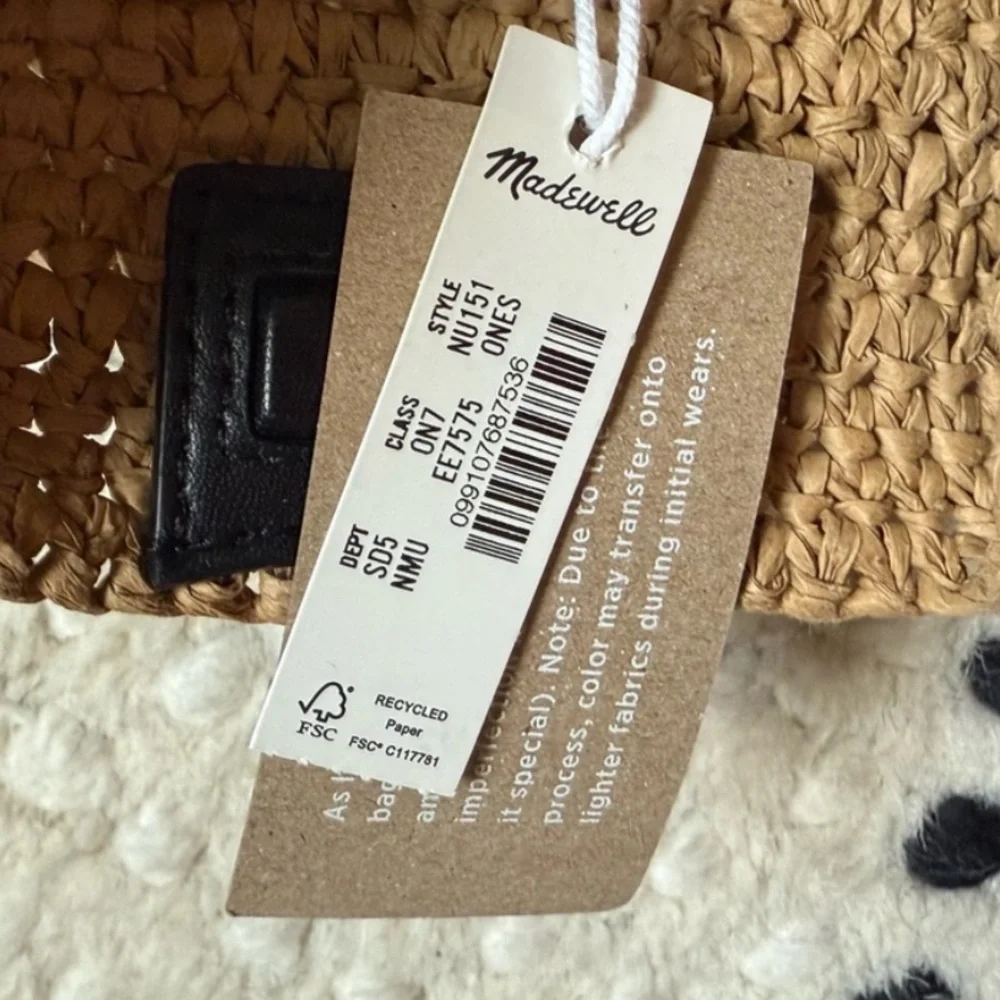 NWT Madewell The Camren Straw Mini Bag Woven Leather Trim Bead Charm India - Picture 4 of 5